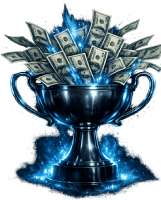 blue trophy glowing